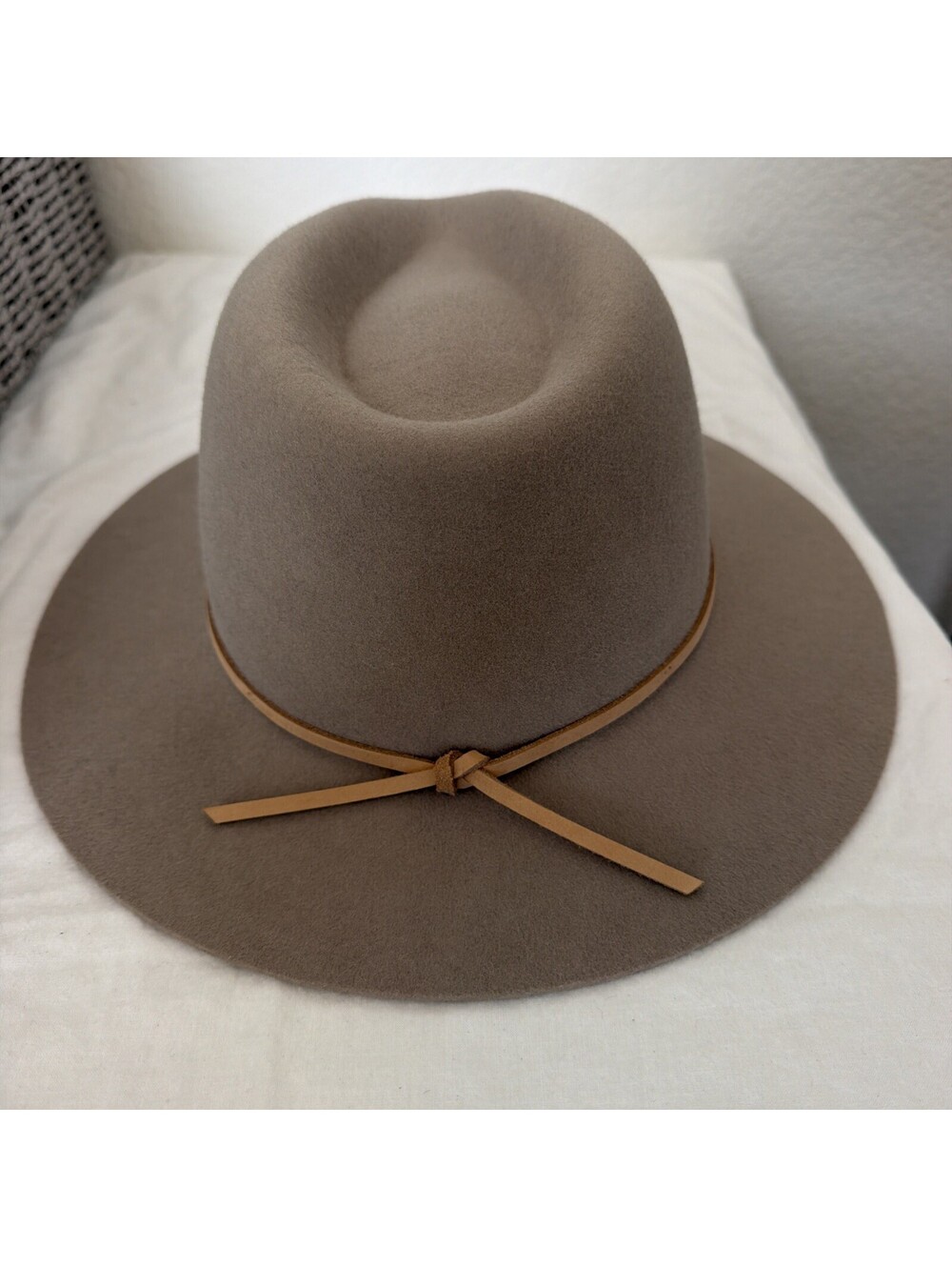 Brixton Coleman Wool Felt Fedora Hat Washed TAN M Wide Brim NWT